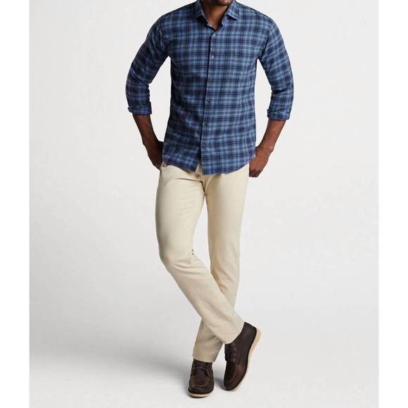 NEW PETER MILLAR men's crestline cotton sport shirt in twilight blue